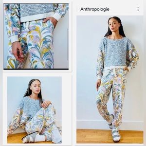 Anthropologie Marble-Print Sweatshirt and Pants Set